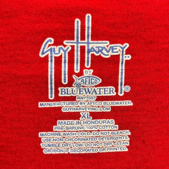 Guy Harvey Men’s XL Red Cotton Graphic Fish T‑Shirt Preshrunk Casual Tee - Picture 2 of 5